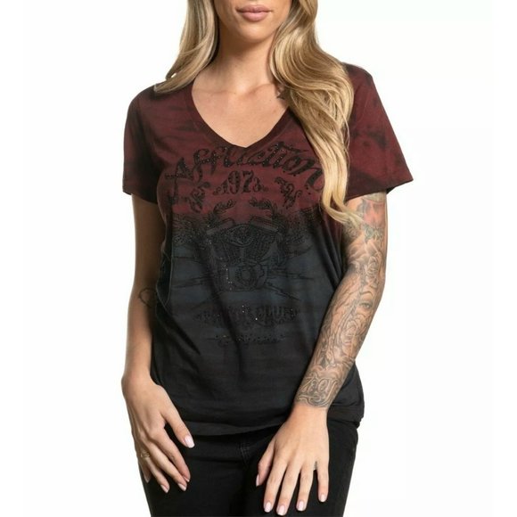 Affliction Tops - AFFLICTION Women's T-Shirt S/S AC CALI RIDE Tee